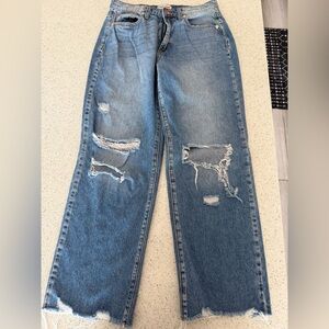 Sneak Peek Women’s Light Blue Distressed Straight Jeans